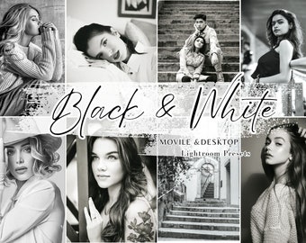 12 個の B&W LIGHTROOM プリセット、白黒プリセット、Lightroom MOBILE プリセット、ダーク エステティック プリセット、ブロガー Instagram フィルター、デスクトップ プリセット