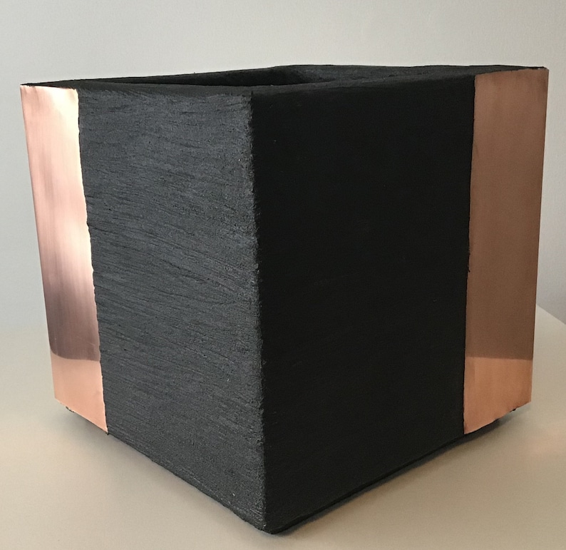 6 and 9 inch set Concrete /& Copper Planter 4