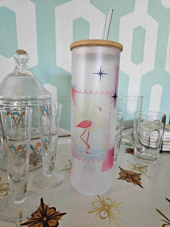 Atomic MCM Flamingo 20oz Glass Tumbler - Etsy