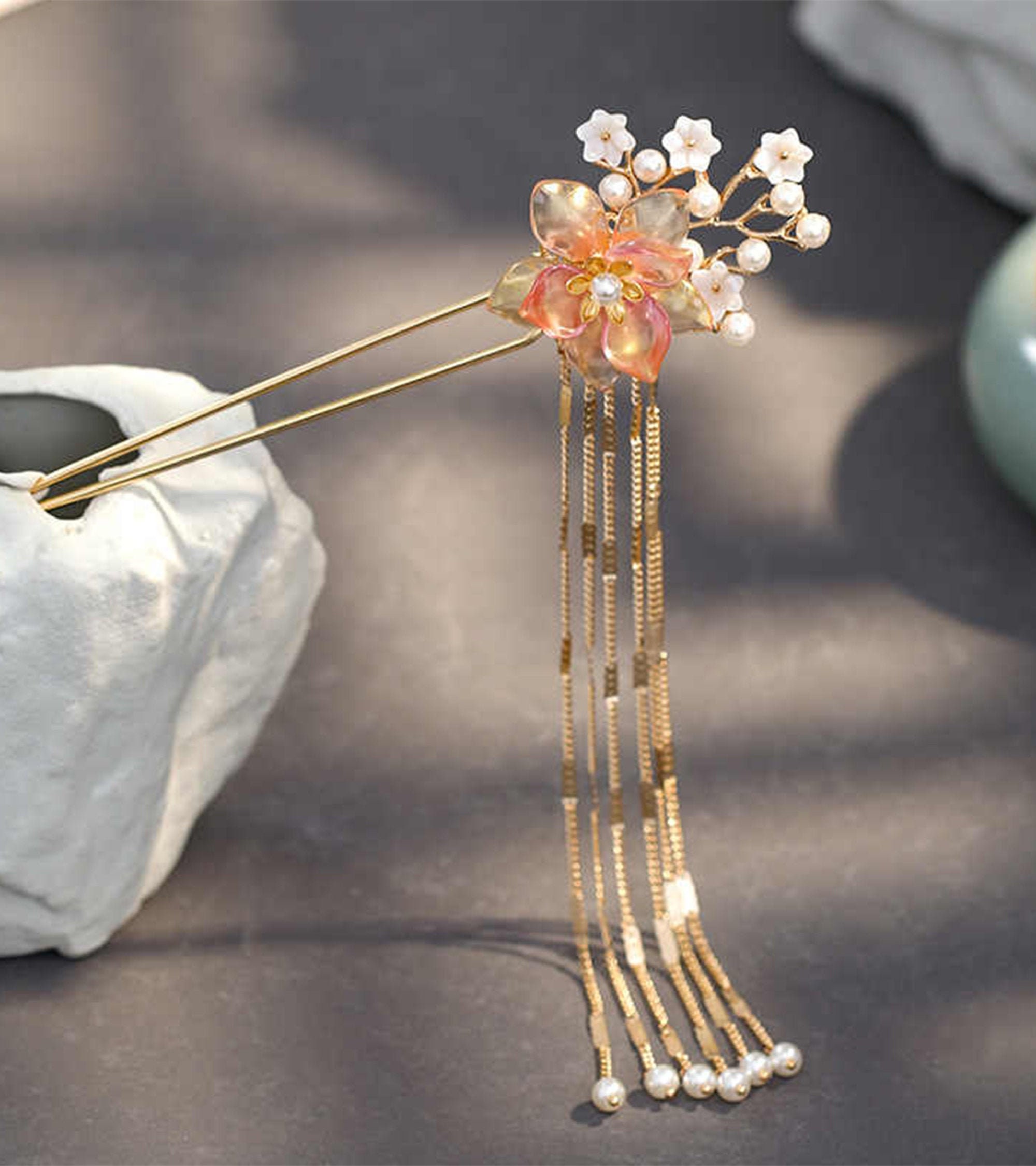 Chinese Hair Pin Hair Making Accessories Gold Fringed Hair Stick Luxurious  Pearl Headdress for Women Girls Long Curly Hair