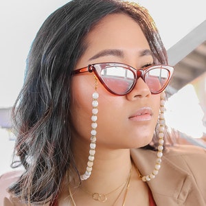 6mm White Opal Sunglasses Chain / Handmade Natural Gemstone Sunglasses Chain / Gold Chain with Gemstone Sunnies Chain / Unisex Accessories