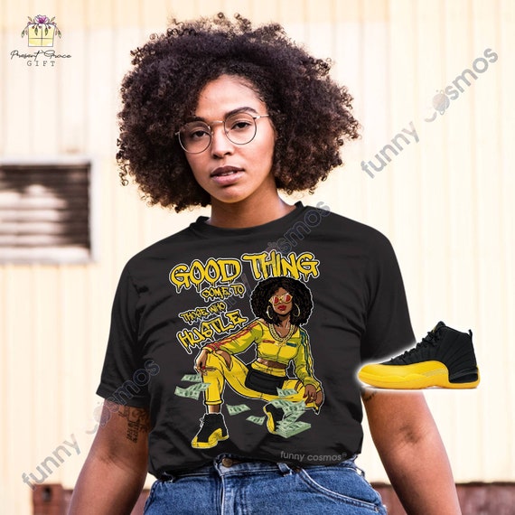 jordan 12 black university gold shirt