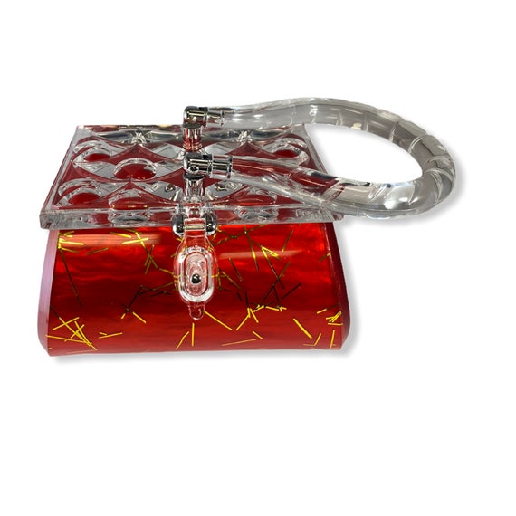 Red & Gold Lucite Purse Vintage