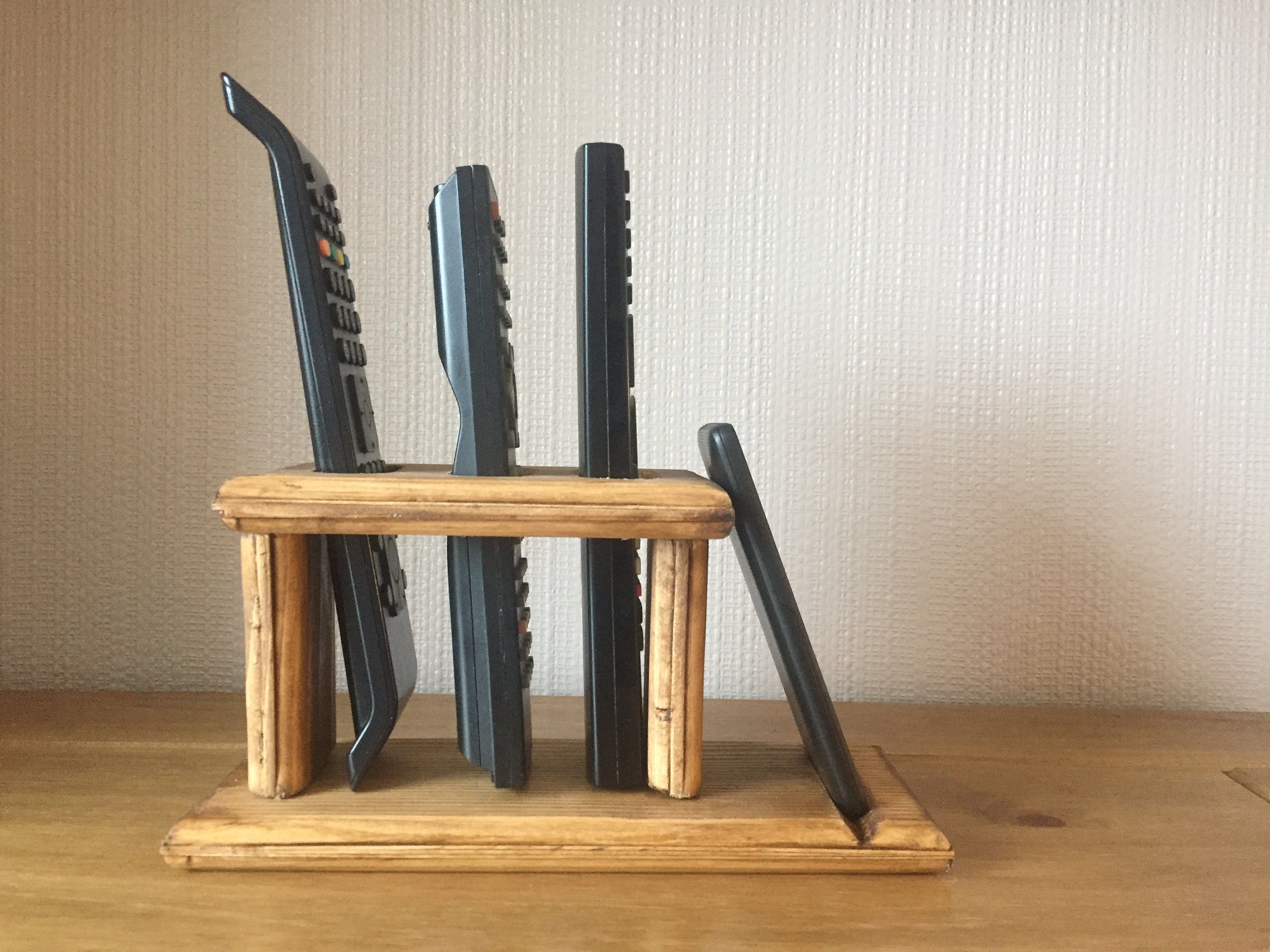 Wooden Remote Control Holder & Phone Stand Etsy UK