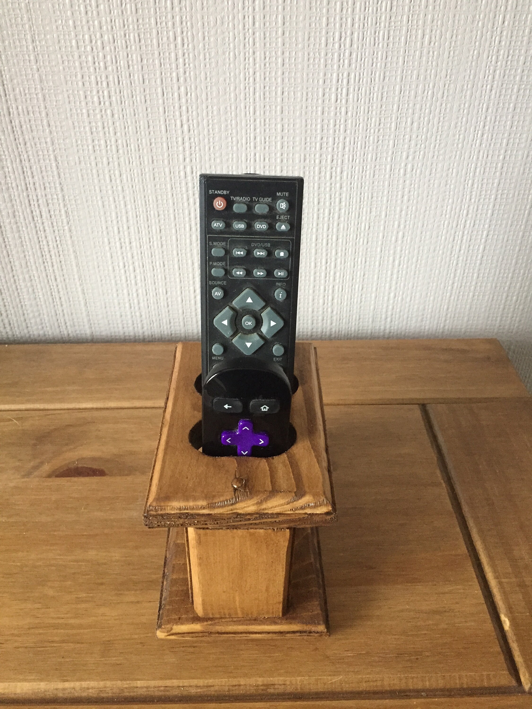 Wooden TV Remote Control Holder 2 Port Remote Rack Etsy