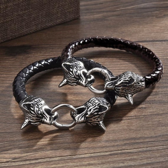 Buy Men Sterling Silver Wolf Bracelet , Wolf Head Bracelet , Adjustable  Bracelet , Handmade Viking Bracelet , 925k Sterling Silver Bracelet Online  in India - Etsy