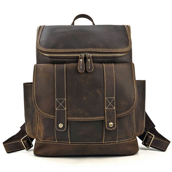 Leather Men's Leather Backpack Men's Genuine Leather - Etsy