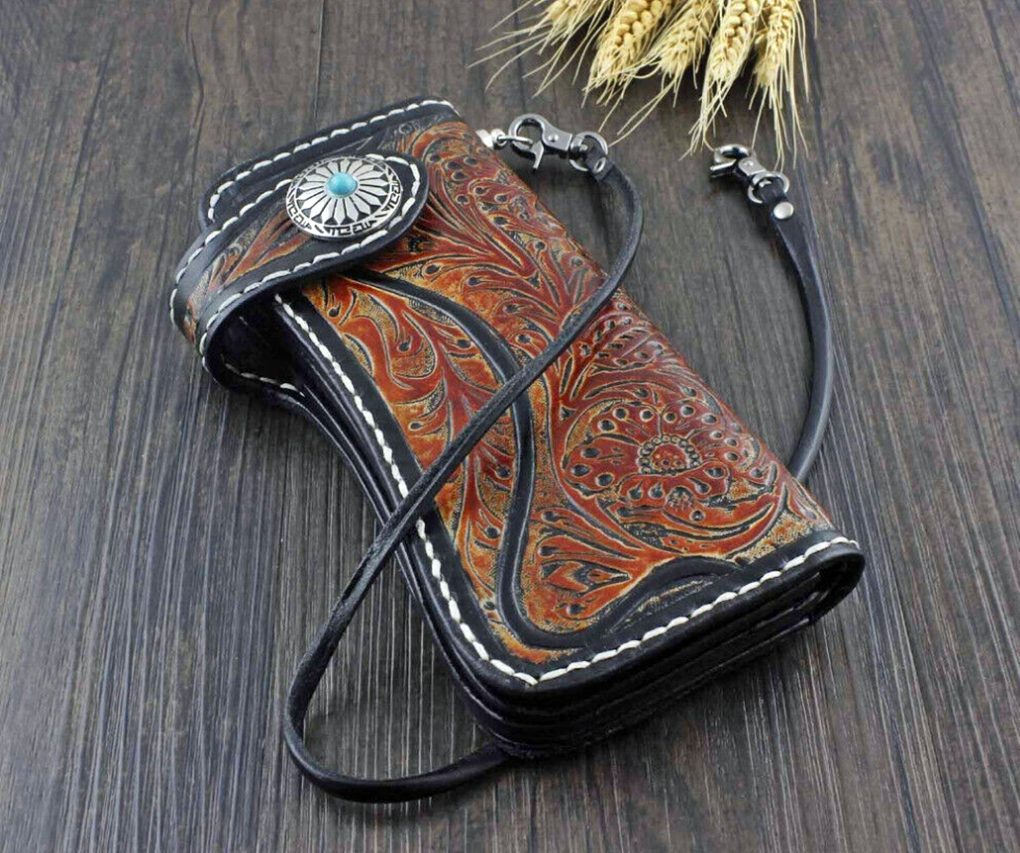 Lolo Mexican Mercadito Otomí Embossed Leather Wallet