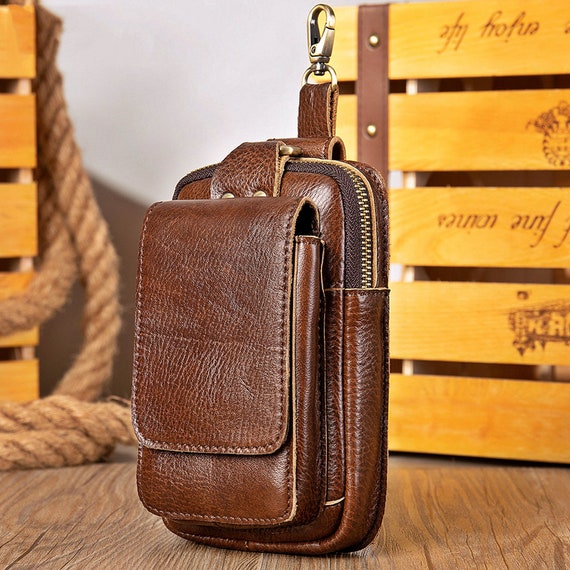 Men's Genuine Leather Cowhide Vintage Belt Pouch Purse Waist Bag Shoulder  Bags