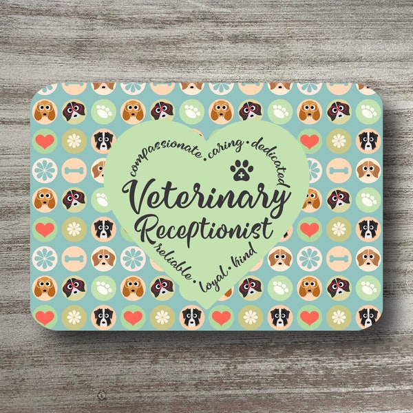 Veterinary Receptionist Secretary Pets Vet Clinic Assistant Mouse Pad 9.4 inches by 7.6 inches Non-Slip Rubber Desk Office Accessory