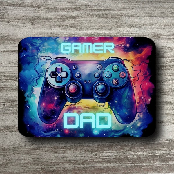 Gamer Dad Controller Console Video Games E Sports Father's Day Gifts Neon Mouse Pad Computer Mousepad Non-Slip Rubber Desk Office Accessory
