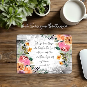 Blessed Are Those Who Trust In The Lord Jeremiah 17:7 Faith Christianity Bible Mouse Pad 9.4" by 7.6" Non-Slip Rubber Desk Office Accessory
