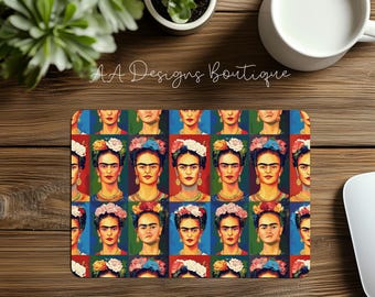 Famous Mexican Artist Portrait Floral Women Empowerment Latina Artwork Mexico Mouse Pad 9.4" by 7.6" Non-Slip Rubber Desk Office Accessory
