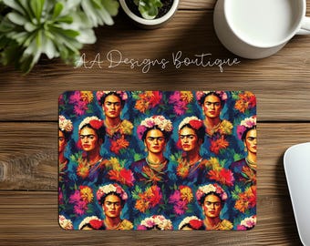 Famous Mexican Artist Portrait Floral Women Empowerment Latina Artwork Mexico Mouse Pad 9.4" by 7.6" Non-Slip Rubber Desk Office Accessory