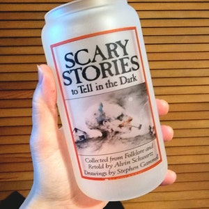 Scary Stories To Tell In The Dark Cup, Beer can glass, Iced Coffee Glass, 16 oz, Iced coffee Cup, Spooky Cup, Horror cup, Book Lover