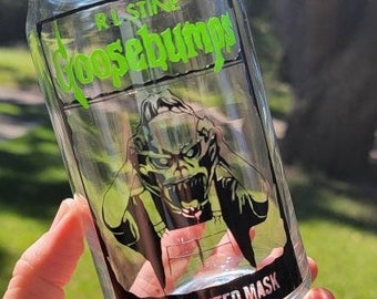 Goosebumps Cup, The Haunted Mask, Beer Can Glass, Coffee Cup, Iced Coffee Glass, 16 Oz, Ice Coffee Glass Cup, R. L. Stine, Spooky Cup