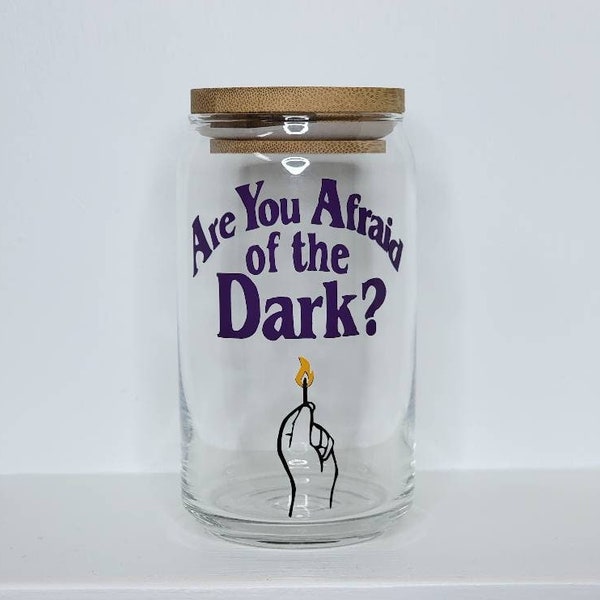 Hast du Angst vor der Dunkelheit? Bierdose aus Glas, Deckel und Strohhalm, 16 oz Becher, 90s Aesthetic, 90s TV, Coffee, Gift, Horror, Halloween