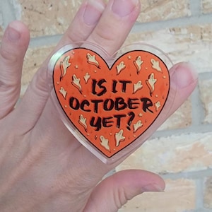 Is it October yet Phone Grip, Heart Shaped Phone Grip, Kindle Grip,  Accessories for Kindle, Halloween Phone Grip