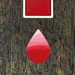 Scarlet Watercolour Half Pan. Vibrant red watercolor paint.