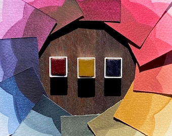 Hygge Watercolour Set. Intense earth toned watercolor half pan paint trio.