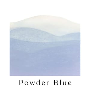 May include: A light blue watercolor wash with a gradient from white to a soft blue. The color is described as "Powder Blue".