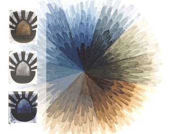 Neutral Watercolour Set. A sophisticated sepia, grey & inky toned watercolor half pan trio.