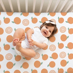 Gender-Neutral Crib Sheet, Oranges Crib Sheet, Fruit Baby Bedding, Unisex Nursery Decor, Boho Crib Sheet,Unisex Crib Sheet,Baby Sheet Unisex