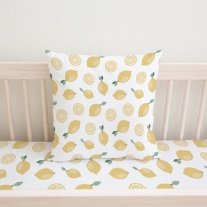 Lemon Baby Pillow, Lemon Nursery Bedding, Throw Pillow Nursery Yellow, Accent Pillow Lemons, Fruit Nursery Decor, Lemon Nursery Decor