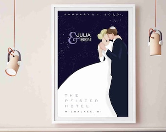 Custom Wedding Sign, Personalized Keepsake Art, Wedding Decor, Reception Sign, Guest Book, Anniversary Gift, Bride & Groom, Couple Portrait