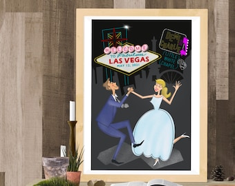 Personalized Las Vegas Wedding Poster, Retro Style (Digital Download)