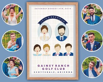 Custom Art Nouveau Wedding Poster, Personalized Illustration (Digital File)