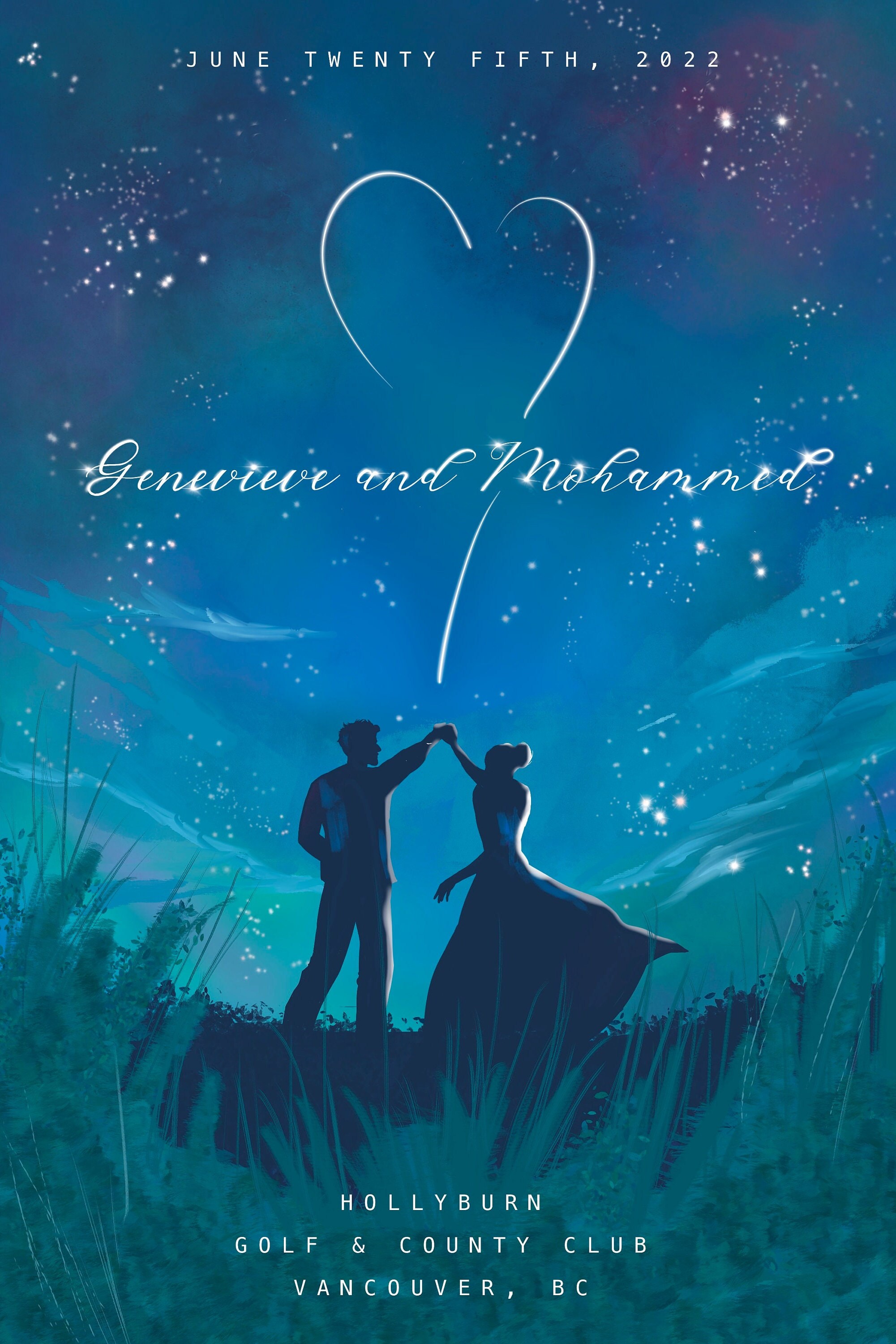 Custom Wedding Poster, Bride & Groom Illustration, Personalized ...