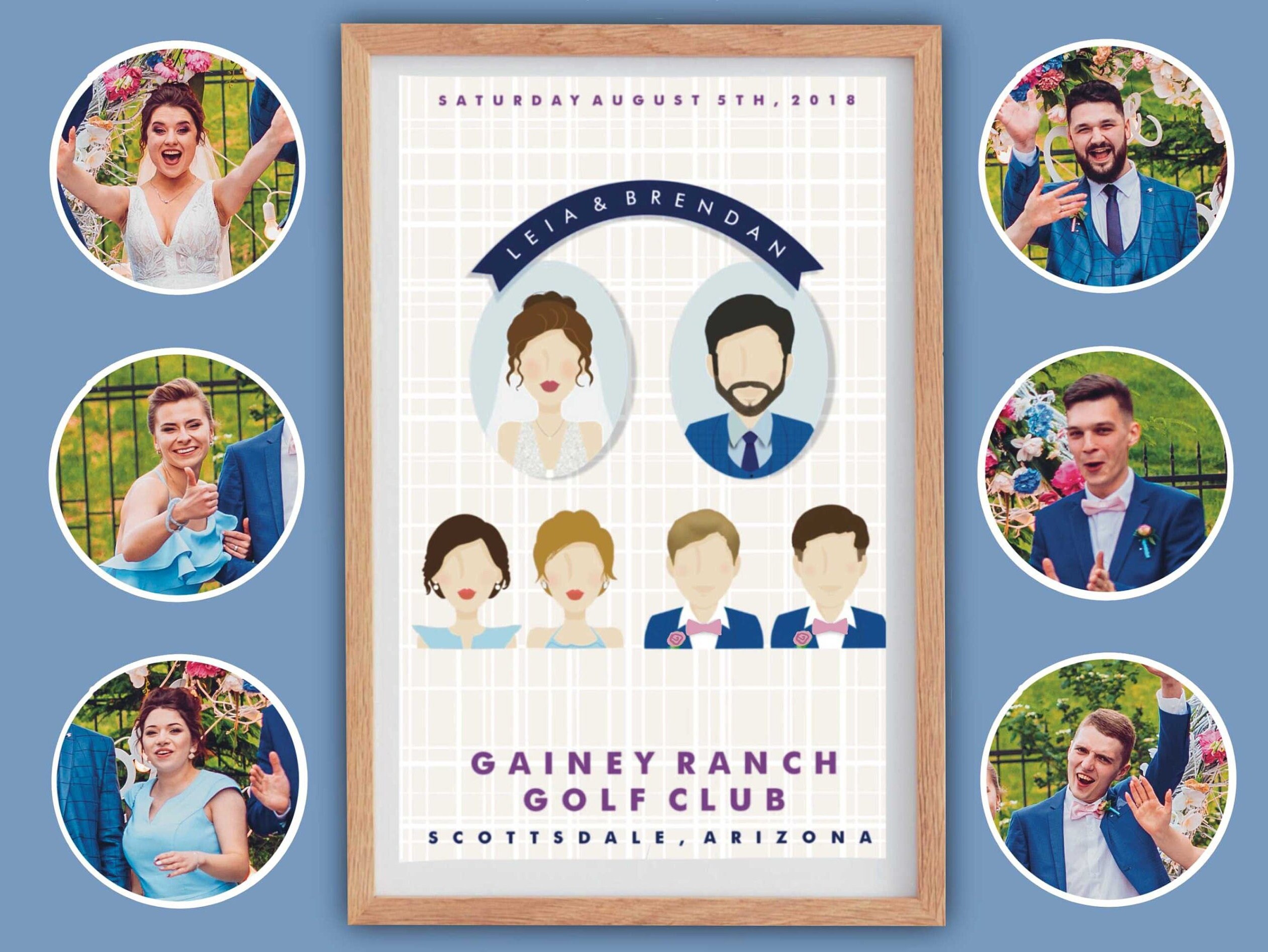 Custom Wedding Poster, Bride & Groom Illustration, Personalized ...