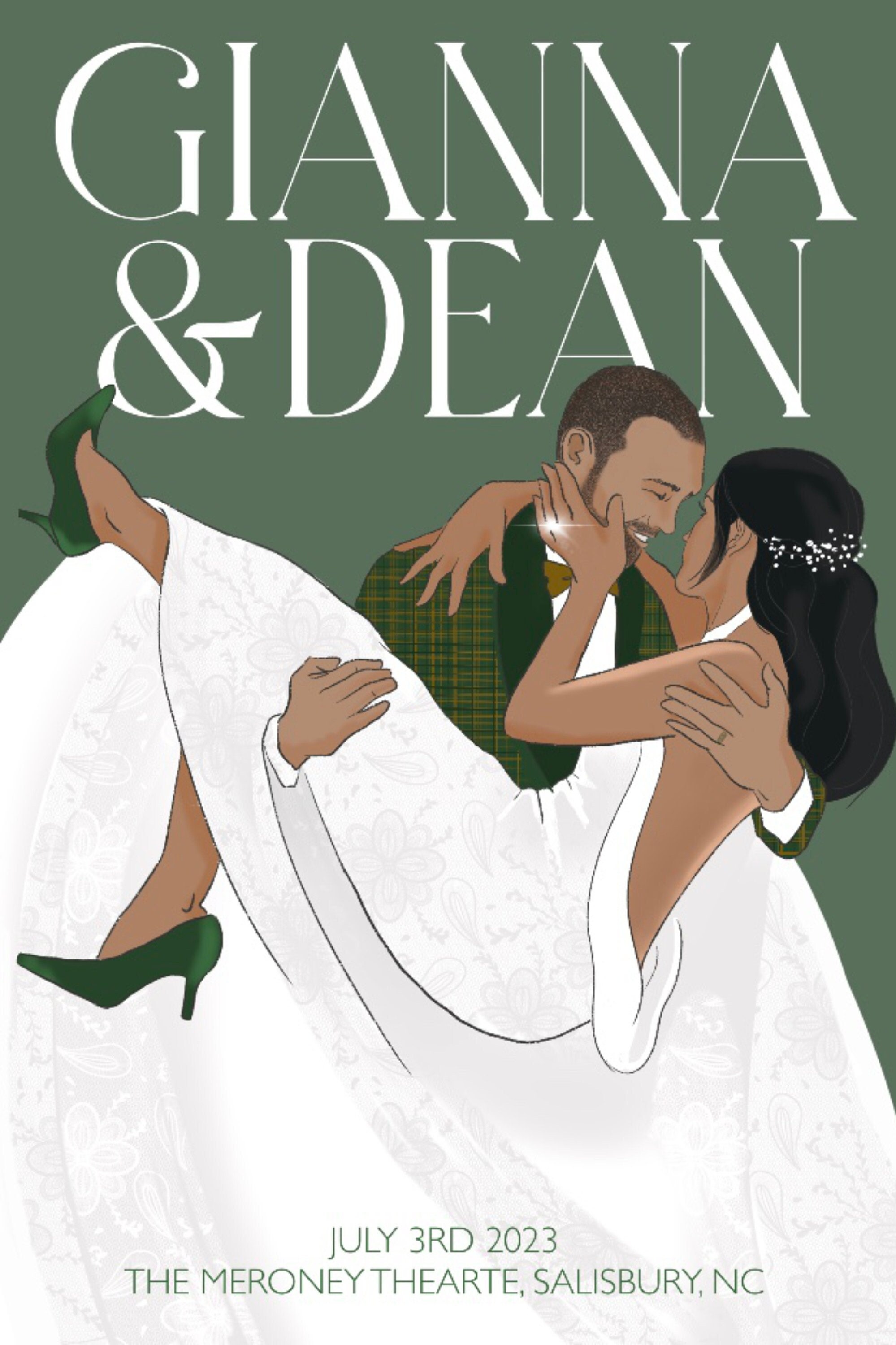Retro Wedding Custom Print Poster, Personalized Keepsake Art, Unique ...
