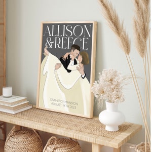 Groom carrying bride, classic illustration style