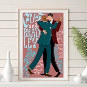 Retro Wedding Custom Print Poster, 70's Personalized Keepsake Art, Unique Reception Sign, Anniversary Gift, Bride & Groom, Couple Portrait image 3