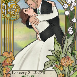 Custom Art Nouveau Wedding Poster, Personalized Art Deco Couple Gift image 8