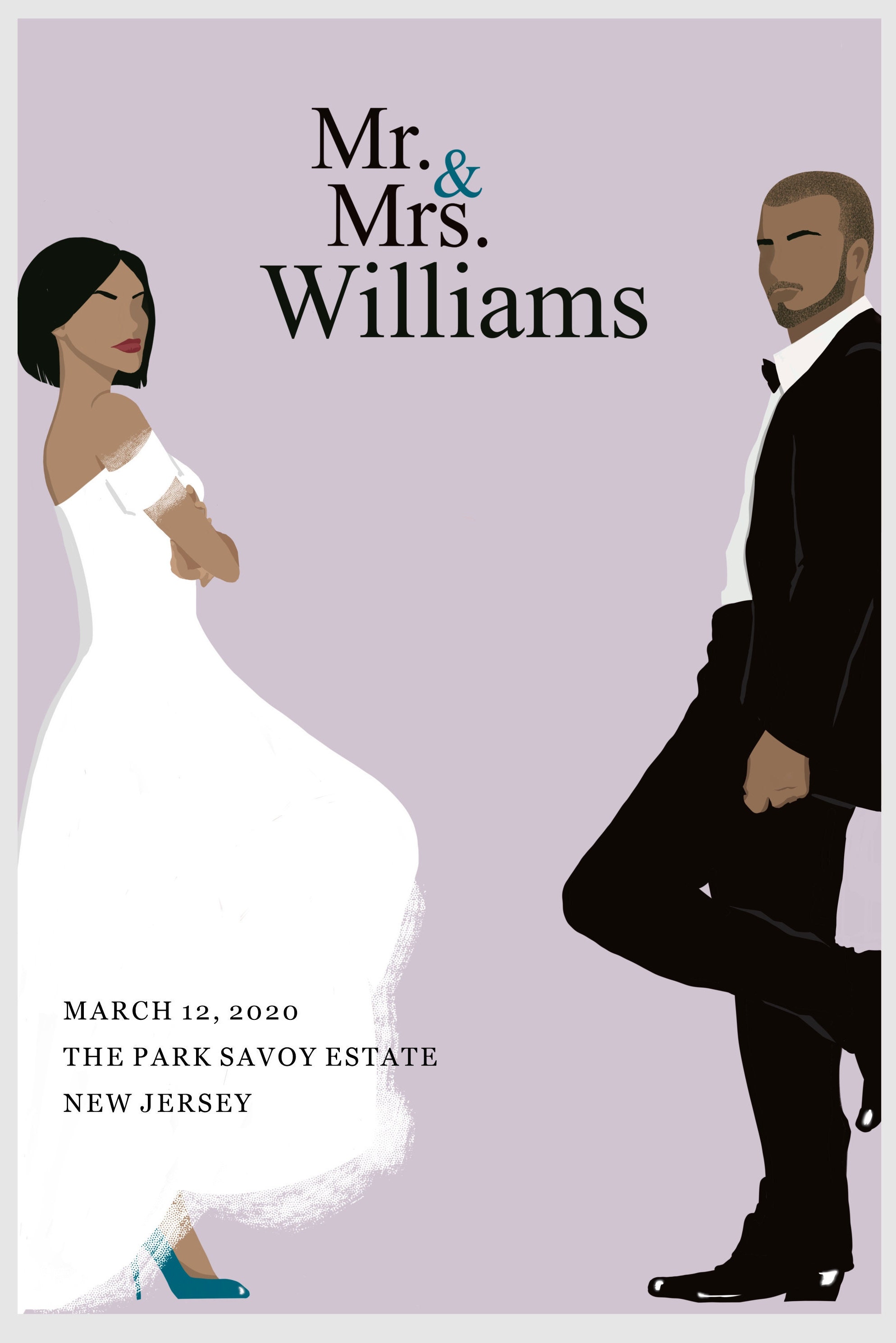 Custom Wedding Poster, Bride Groom Illustration, Personalized Portrait ...