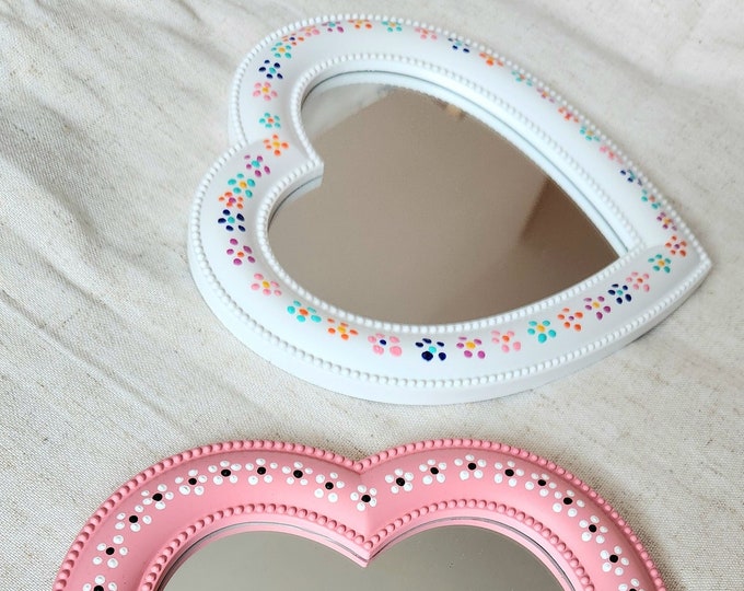 Flor de Barro Heart Mirrors | Mexican inspired flower mirrors | Flor de Barro inspired heart mirrors