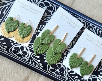 Plant Leaf Clay Earrings | Tropical Plant Lover Jewelry