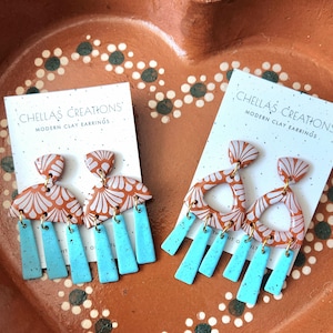 Turquoise Talavera Collection | Turquoise polymer clay earrings | Mexican Talavera earrings