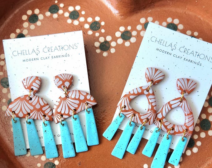 Turquoise Talavera Collection | Turquoise polymer clay earrings | Mexican Talavera earrings