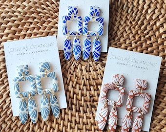 Talavera Dangle Earrings | Mexican Inspired Polymer Clay
