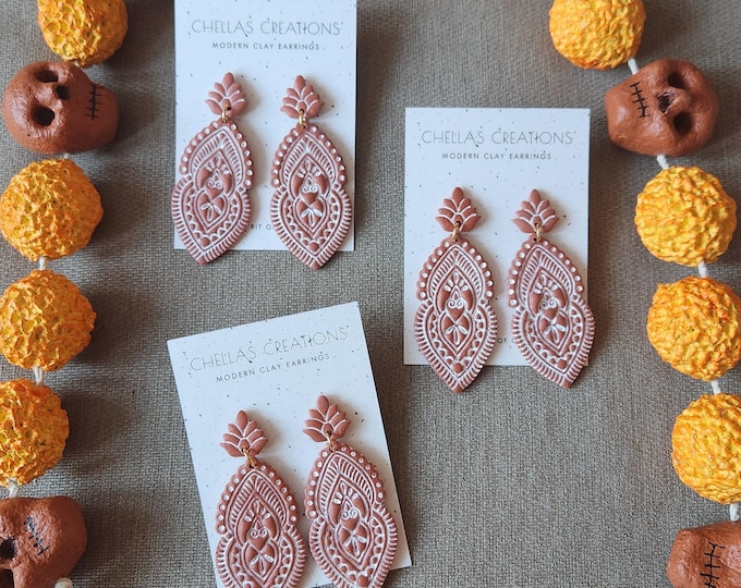 Autumn Boho Dangle | Indigenous inspired clay earrings | Autumn inspired earrings | Boho clay earrings