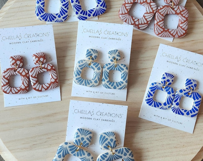 Paradise Collection | Mexican inspired earrings | Talavera inspired earrings | Talavera clay earrings