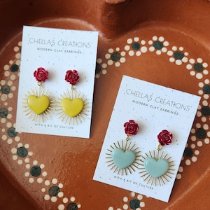 Seasonal Sacred Hearts Collection | Mexican inspired heart earrings | Sacred heart earrings