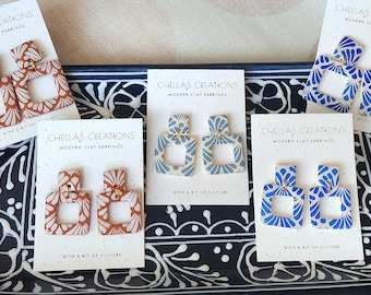 Paradise Collection | Mexican inspired earrings | Talavera inspired earrings | Talavera clay earrings