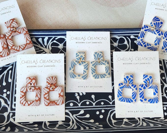 Paradise Collection | Mexican inspired earrings | Talavera inspired earrings | Talavera clay earrings
