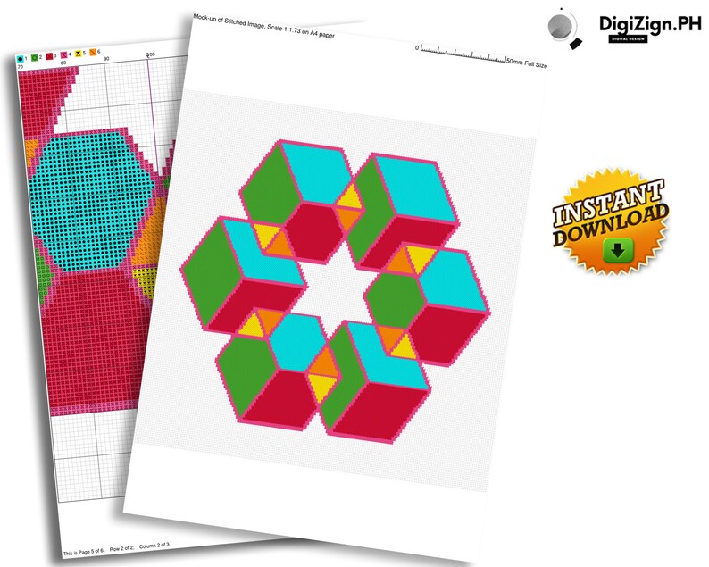 14 aida cross stitch geometry cross stitch pattern geometric pattern cross stitch Geometric boxes cross stitch pattern PDF PDF download