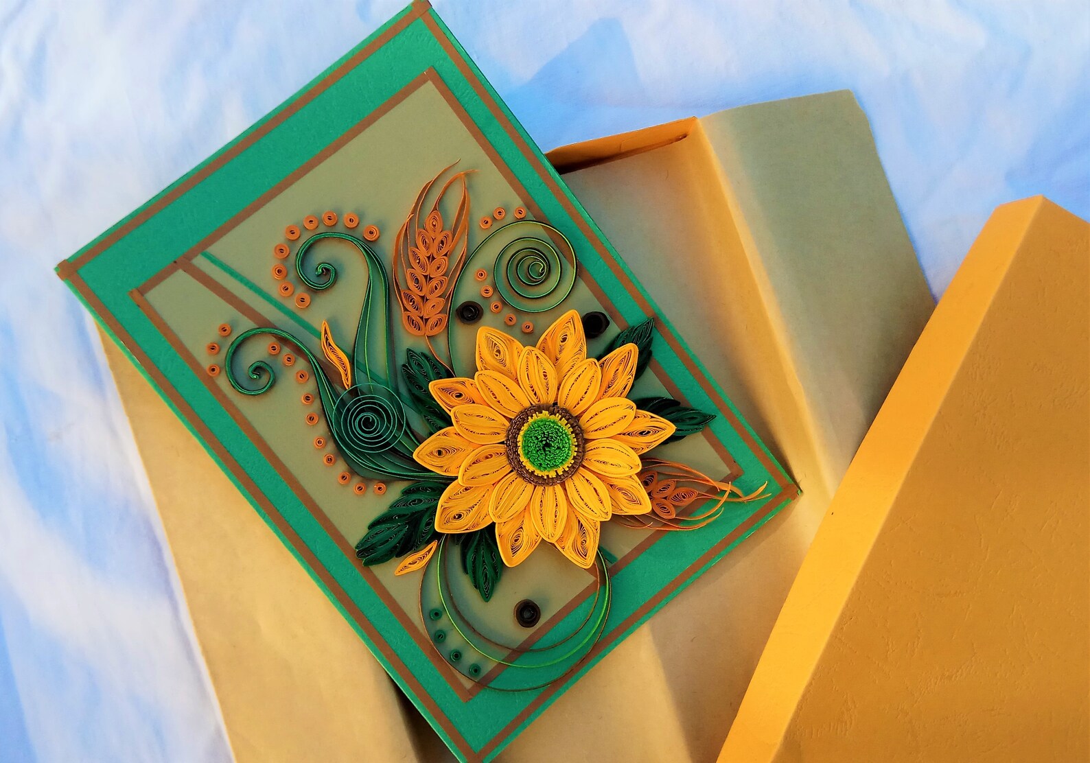 Paper Quilled Card Quill Greeting Card With Sun Flower Gift Etsy